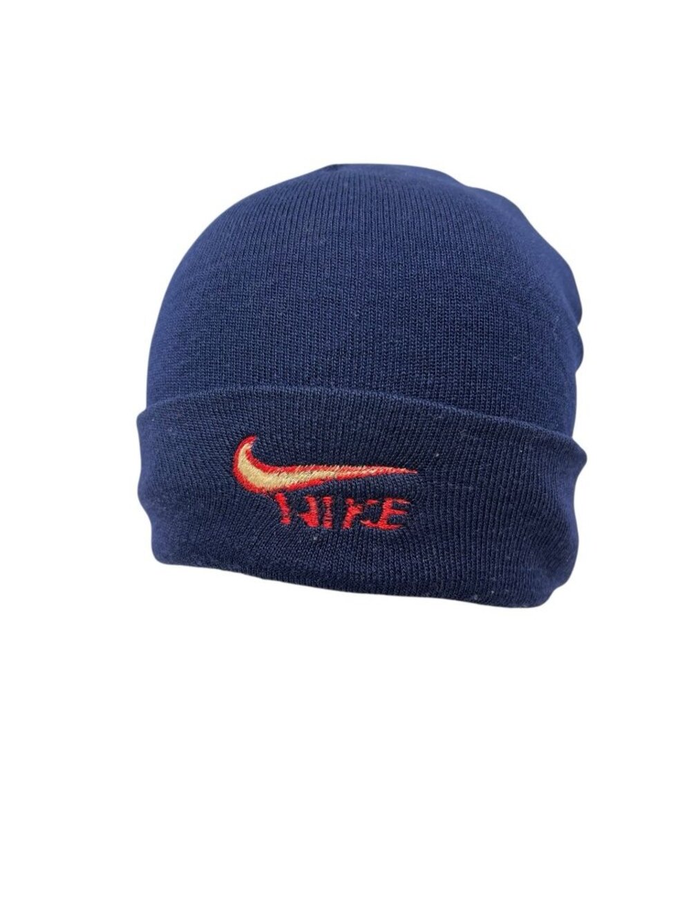 Nike Vintage Knit Beanie Hat Skull Cap Retro 90's 80's Swoosh Logo‎ Blue Rare